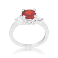 Thumbnail for Shonda 1.8ct Ruby CZ Rhodium Cushion Classic Statement Ring