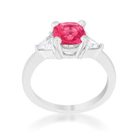 Thumbnail for Shonda 1.8ct Fuchsia CZ Rhodium Cushion Classic Statement Ring