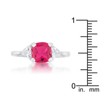 Thumbnail for Shonda 1.8ct Fuchsia CZ Rhodium Cushion Classic Statement Ring