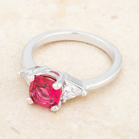 Thumbnail for Shonda 1.8ct Fuchsia CZ Rhodium Cushion Classic Statement Ring