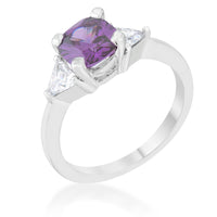 Thumbnail for Shonda 1.8ct Amethyst CZ Rhodium Cushion Classic Statement Ring