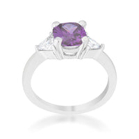 Thumbnail for Shonda 1.8ct Amethyst CZ Rhodium Cushion Classic Statement Ring
