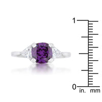 Thumbnail for Shonda 1.8ct Amethyst CZ Rhodium Cushion Classic Statement Ring