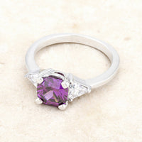Thumbnail for Shonda 1.8ct Amethyst CZ Rhodium Cushion Classic Statement Ring