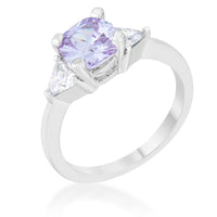 Thumbnail for Shonda 1.8ct Lavender CZ Rhodium Cushion Classic Statement Ring