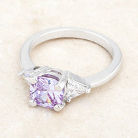 Thumbnail for Shonda 1.8ct Lavender CZ Rhodium Cushion Classic Statement Ring