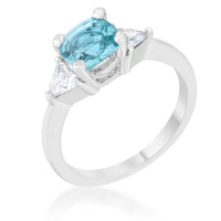 Thumbnail for Shonda 1.8ct Blue Topaz CZ Rhodium Cushion Classic Statement Ring