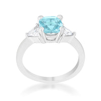 Thumbnail for Shonda 1.8ct Blue Topaz CZ Rhodium Cushion Classic Statement Ring
