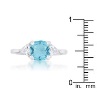 Thumbnail for Shonda 1.8ct Blue Topaz CZ Rhodium Cushion Classic Statement Ring