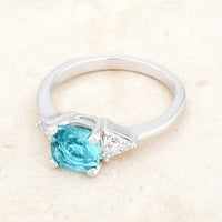 Thumbnail for Shonda 1.8ct Blue Topaz CZ Rhodium Cushion Classic Statement Ring