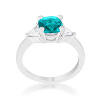 Thumbnail for Shonda 1.8ct Aqua CZ Rhodium Cushion Classic Statement Ring