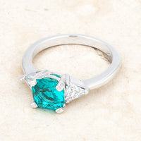 Thumbnail for Shonda 1.8ct Aqua CZ Rhodium Cushion Classic Statement Ring