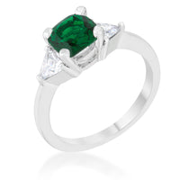 Thumbnail for Shonda 1.8ct Emerald CZ Rhodium Cushion Classic Statement Ring