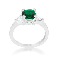 Thumbnail for Shonda 1.8ct Emerald CZ Rhodium Cushion Classic Statement Ring
