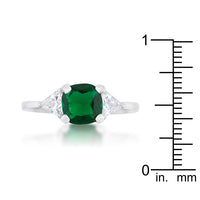 Thumbnail for Shonda 1.8ct Emerald CZ Rhodium Cushion Classic Statement Ring