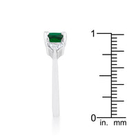 Thumbnail for Shonda 1.8ct Emerald CZ Rhodium Cushion Classic Statement Ring