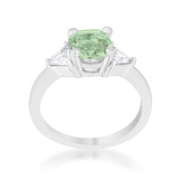 Thumbnail for Shonda 1.8ct Peridot CZ Rhodium Cushion Classic Statement Ring