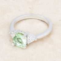 Thumbnail for Shonda 1.8ct Peridot CZ Rhodium Cushion Classic Statement Ring