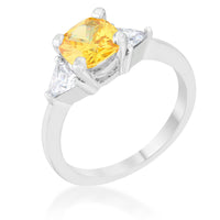 Thumbnail for Shonda 1.8ct Canary CZ Rhodium Cushion Classic Statement Ring