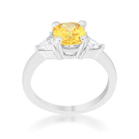 Thumbnail for Shonda 1.8ct Canary CZ Rhodium Cushion Classic Statement Ring