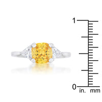 Thumbnail for Shonda 1.8ct Canary CZ Rhodium Cushion Classic Statement Ring