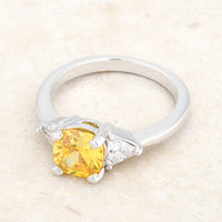 Thumbnail for Shonda 1.8ct Canary CZ Rhodium Cushion Classic Statement Ring