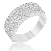 Thumbnail for Gwen 1ct CZ Rhodium Wide Ring