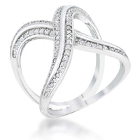 Thumbnail for Christa 0.4ct CZ Rhodium Pave X Ring