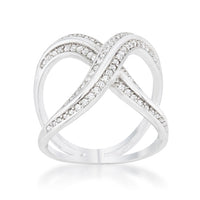 Thumbnail for Christa 0.4ct CZ Rhodium Pave X Ring