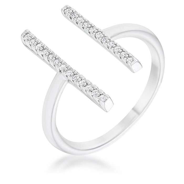 Sharna 12ct CZ Rhodium Parallel Contemporary Ring