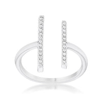 Thumbnail for Sharna 12ct CZ Rhodium Parallel Contemporary Ring