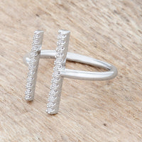 Thumbnail for Sharna 12ct CZ Rhodium Parallel Contemporary Ring