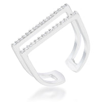 Thumbnail for Jenn 0.2ct CZ Rhodium Pave Parallel Ring
