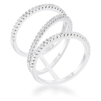 Thumbnail for Shauna 0.4ct CZ Rhodium Wide Contemporary Ring