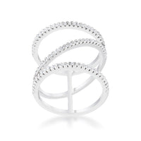 Thumbnail for Shauna 0.4ct CZ Rhodium Wide Contemporary Ring