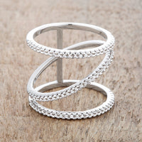 Thumbnail for Shauna 0.4ct CZ Rhodium Wide Contemporary Ring
