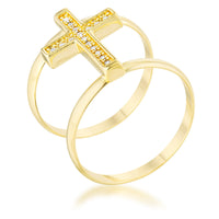 Thumbnail for Francis 0.08ct CZ 14k Gold Contemporary Cross Ring