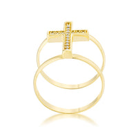 Thumbnail for Francis 0.08ct CZ 14k Gold Contemporary Cross Ring