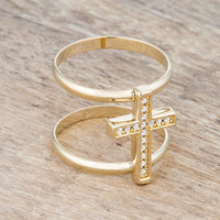 Thumbnail for Francis 0.08ct CZ 14k Gold Contemporary Cross Ring