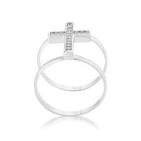 Thumbnail for Francis 0.08ct CZ Rhodium Contemporary Cross Ring