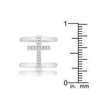 Thumbnail for Francis 0.08ct CZ Rhodium Contemporary Cross Ring