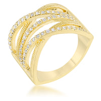 Thumbnail for Greta 0.57ct CZ 14k Gold Wide Cocktail Cable Ring