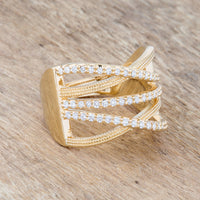 Thumbnail for Greta 0.57ct CZ 14k Gold Wide Cocktail Cable Ring