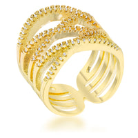 Thumbnail for Mandy 0.6ct CZ 14k Gold Contemporary Wide Ring