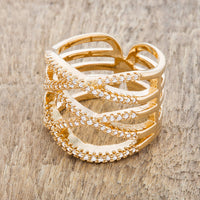Thumbnail for Mandy 0.6ct CZ 14k Gold Contemporary Wide Ring