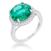 Thumbnail for Emie 7.3ct Blue Green CZ Rhodium Classic Ring