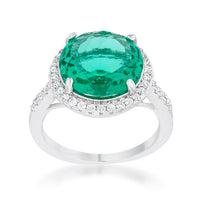 Thumbnail for Emie 7.3ct Blue Green CZ Rhodium Classic Ring