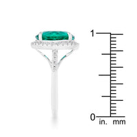 Thumbnail for Emie 7.3ct Blue Green CZ Rhodium Classic Ring