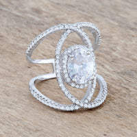Thumbnail for Maura 2.4ct CZ Rhodium Contemporary Cocktail Ring