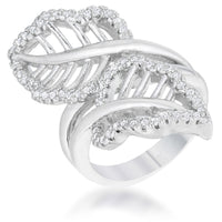 Thumbnail for Lina 0.4ct CZ Rhodium Leaf Wrap Ring